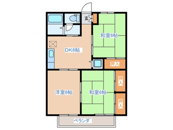 セジュール矢本Aの物件間取画像